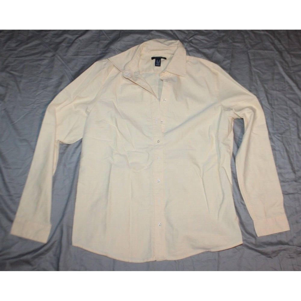 Lands' End Boys Long Sleeve Yellow Button Down Oxford Dress Shirt Size 12 tall